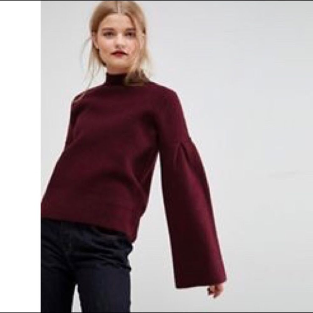 WORN ONCE High Neck and Flare Sleeved Sweater